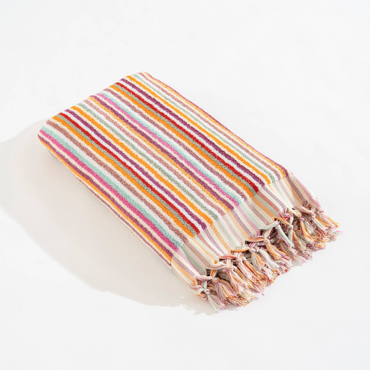 Handloomed Turkish bath towel with raised stripe texture, 35x68 in | Kikoya