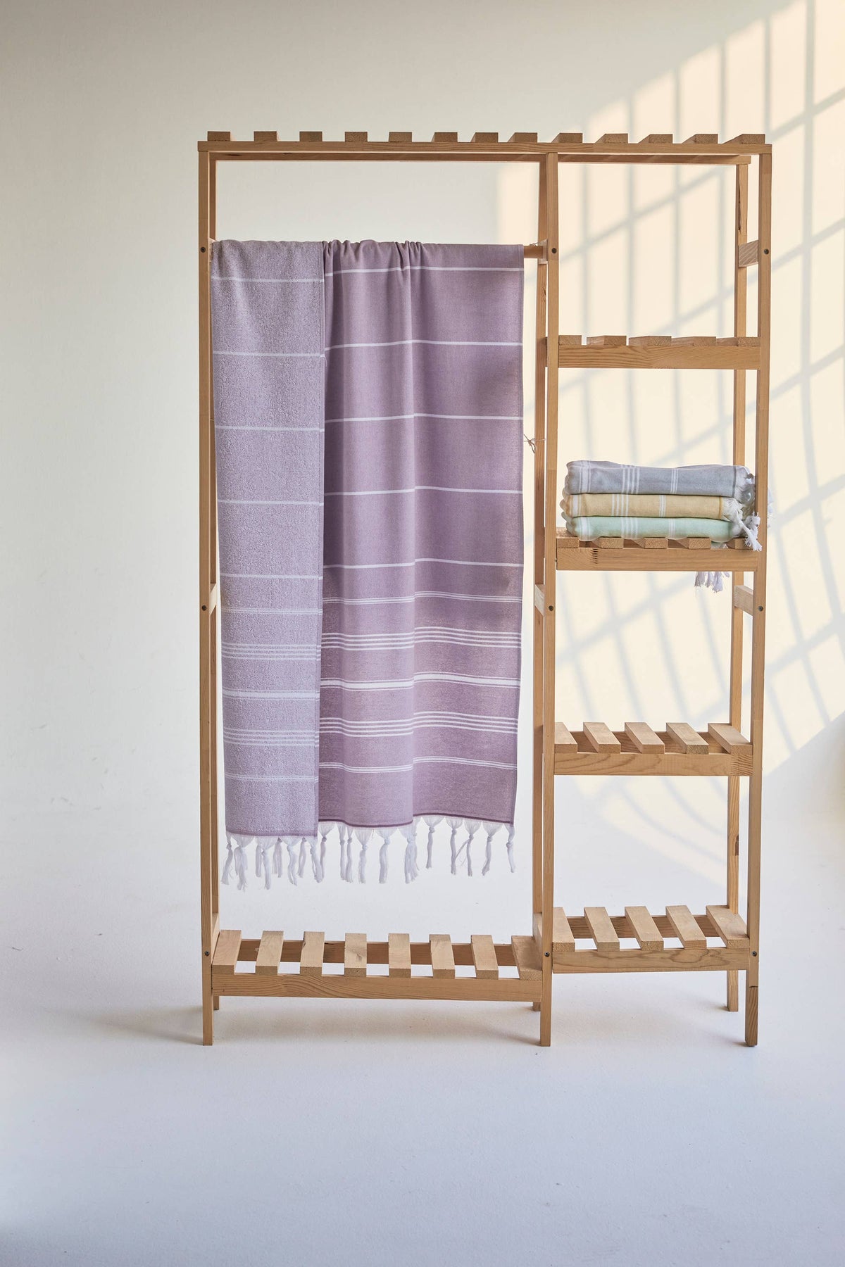 Sultan terry-backed Turkish towel in a hammam stripe, 35x70 in | Kikoya