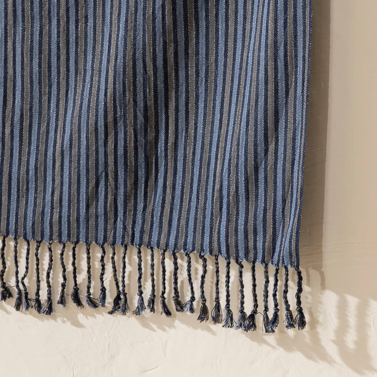 Premium Rustic Turkish Beach Towel – Indigo Melange Stripe, 100% Cotton Peshtemal, 40x70 in