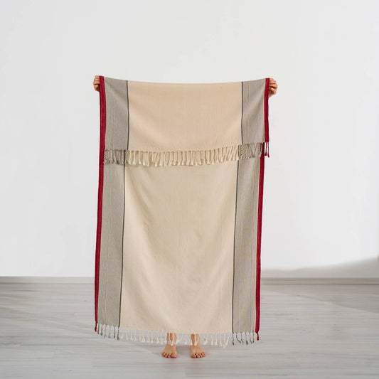 Hammam Turkish peshtemal – Burgundy Border Stripe | Kikoya