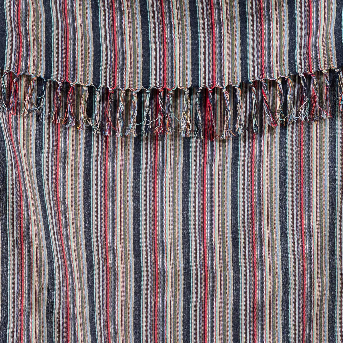 Indigo & Red Stripe Turkish towel, woven texture close-up | Kikoya