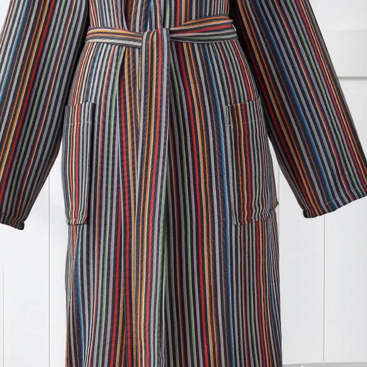 Antique Turkish kimono bathrobe – Charcoal & Rust Stripe | Kikoya