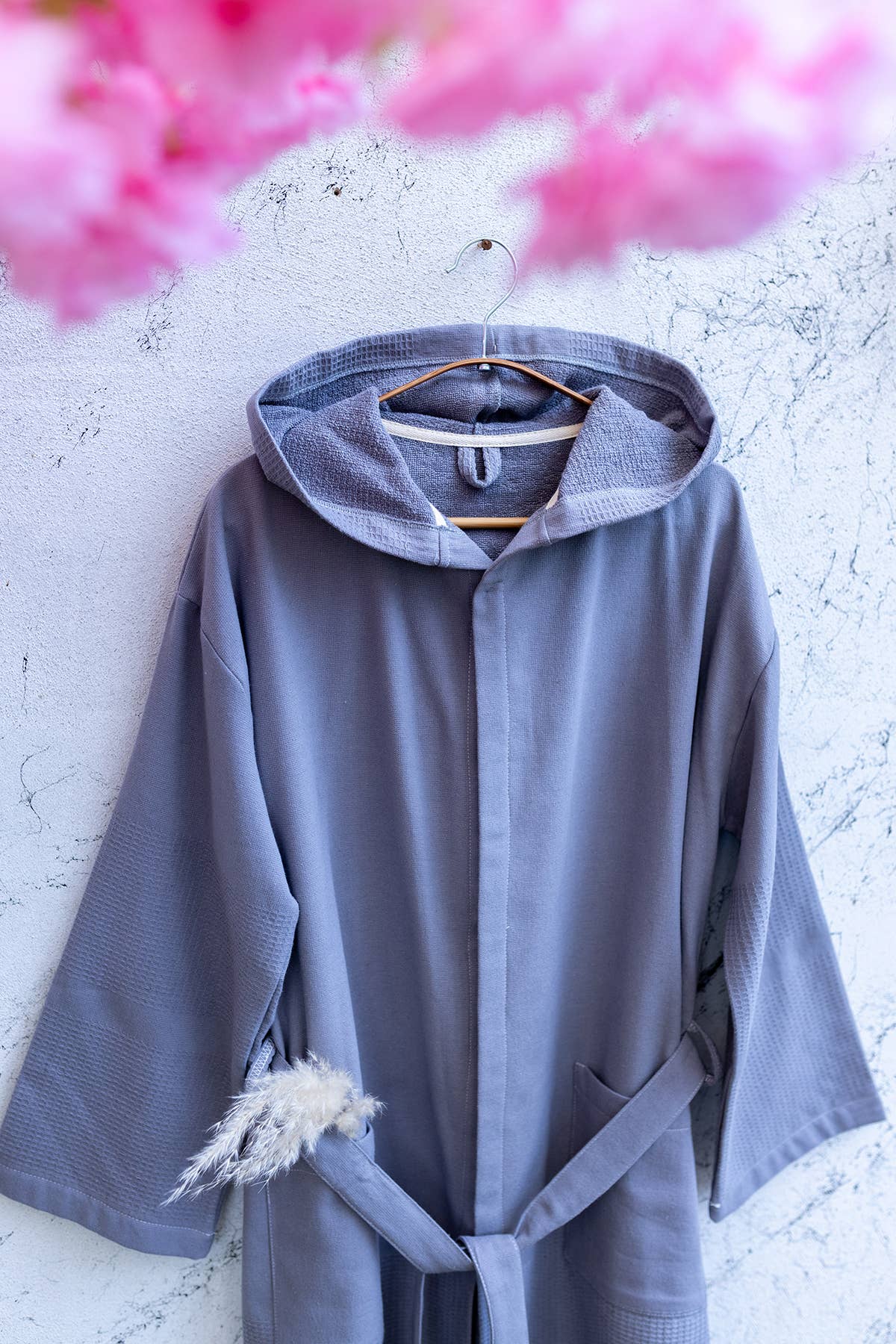 Arma terry-backed Turkish bathrobe, hooded and belted | Kikoya