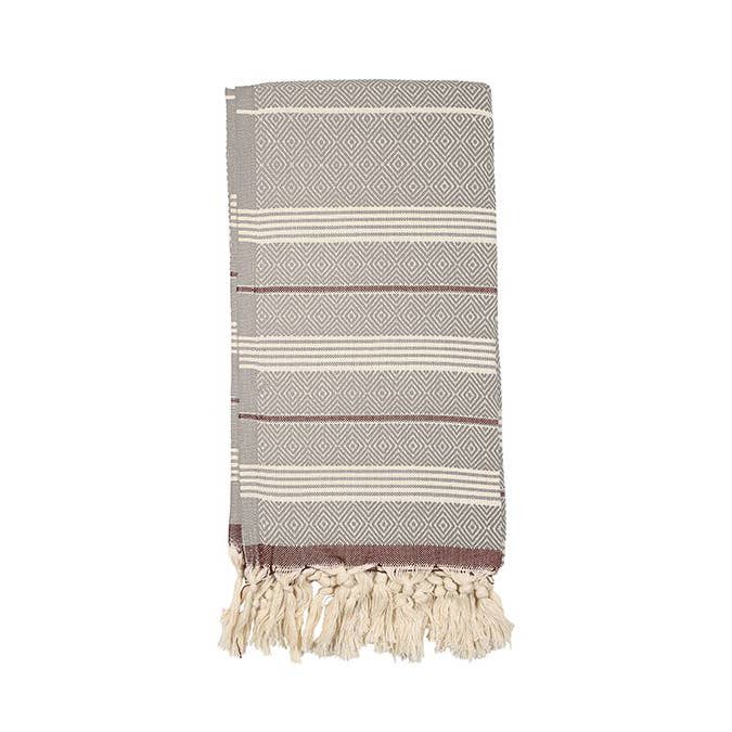 Diamonde Turkish beach towel – Beige | Kikoya