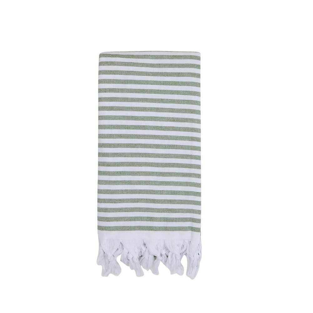 Royal terry-backed Turkish towel in fine stripe, 35x70 in, flat face with terry back | Kikoya