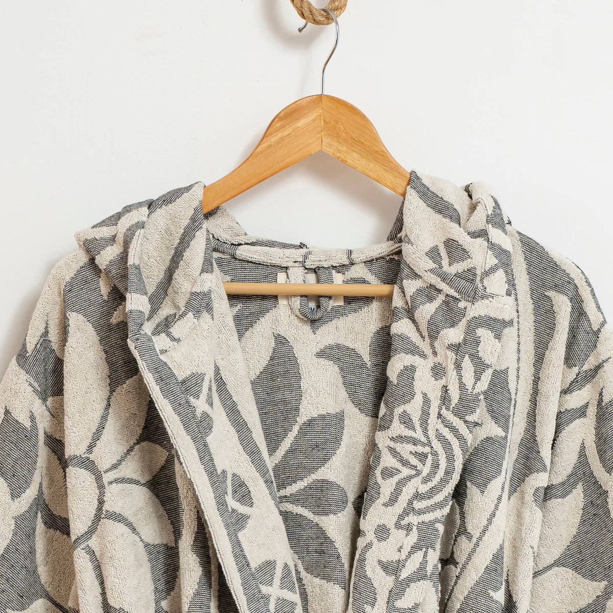 Mandala raised terry Turkish bathrobe, hooded | Kikoya