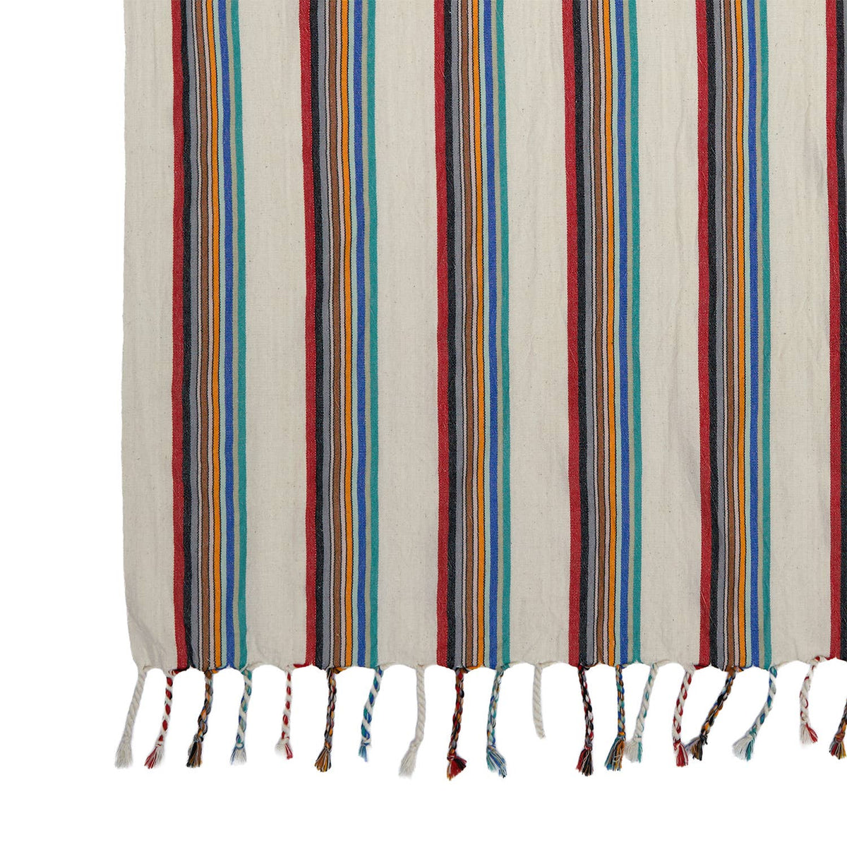 Premium Rustic Turkish beach towel in multicolour ticking stripe, 33x66 in | Kikoya