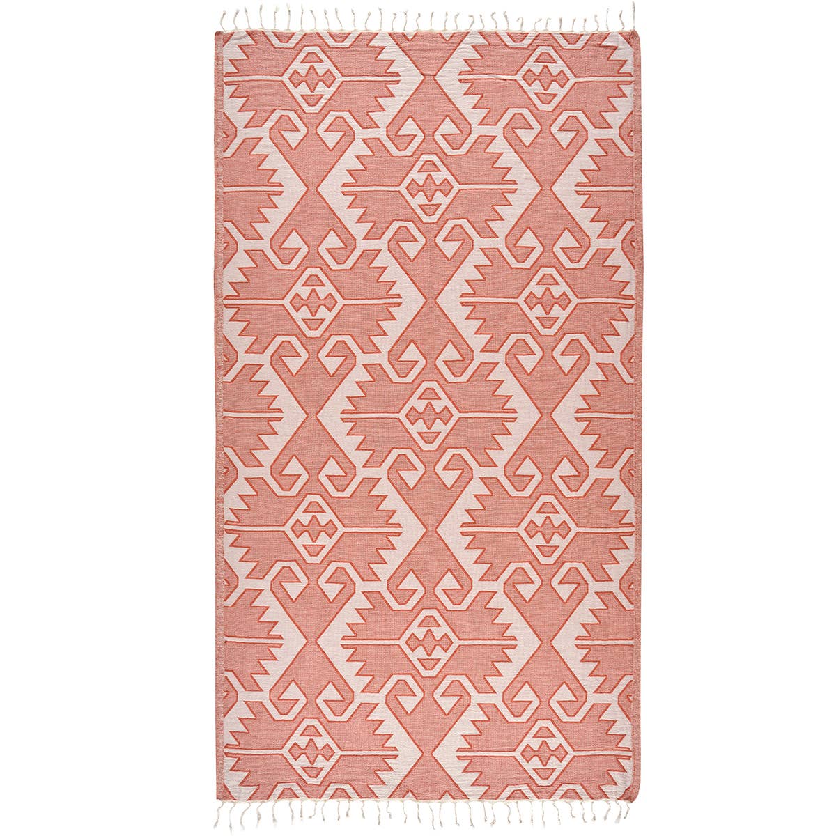 Kilim Turkish beach towel with all-over ikat motif, 33x66 in, deep tones | Kikoya