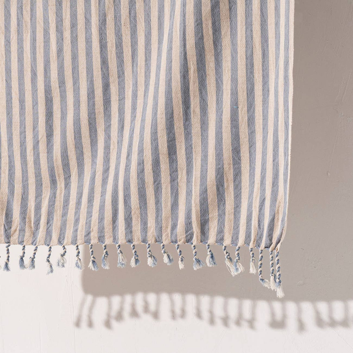 Premium rustic Turkish beach towel in a beige ticking stripe | Kikoya