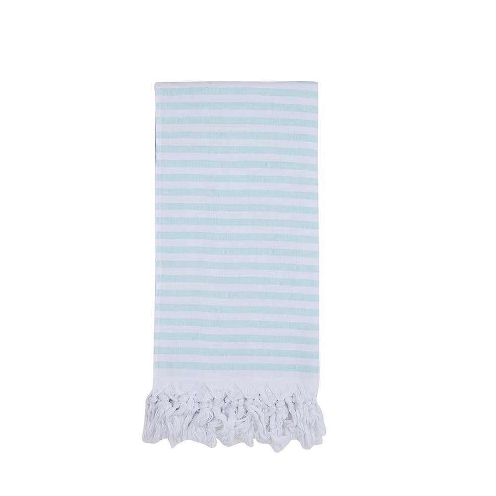 Royal terry-backed Turkish towel in fine stripe, 35x70 in, flat face with terry back | Kikoya