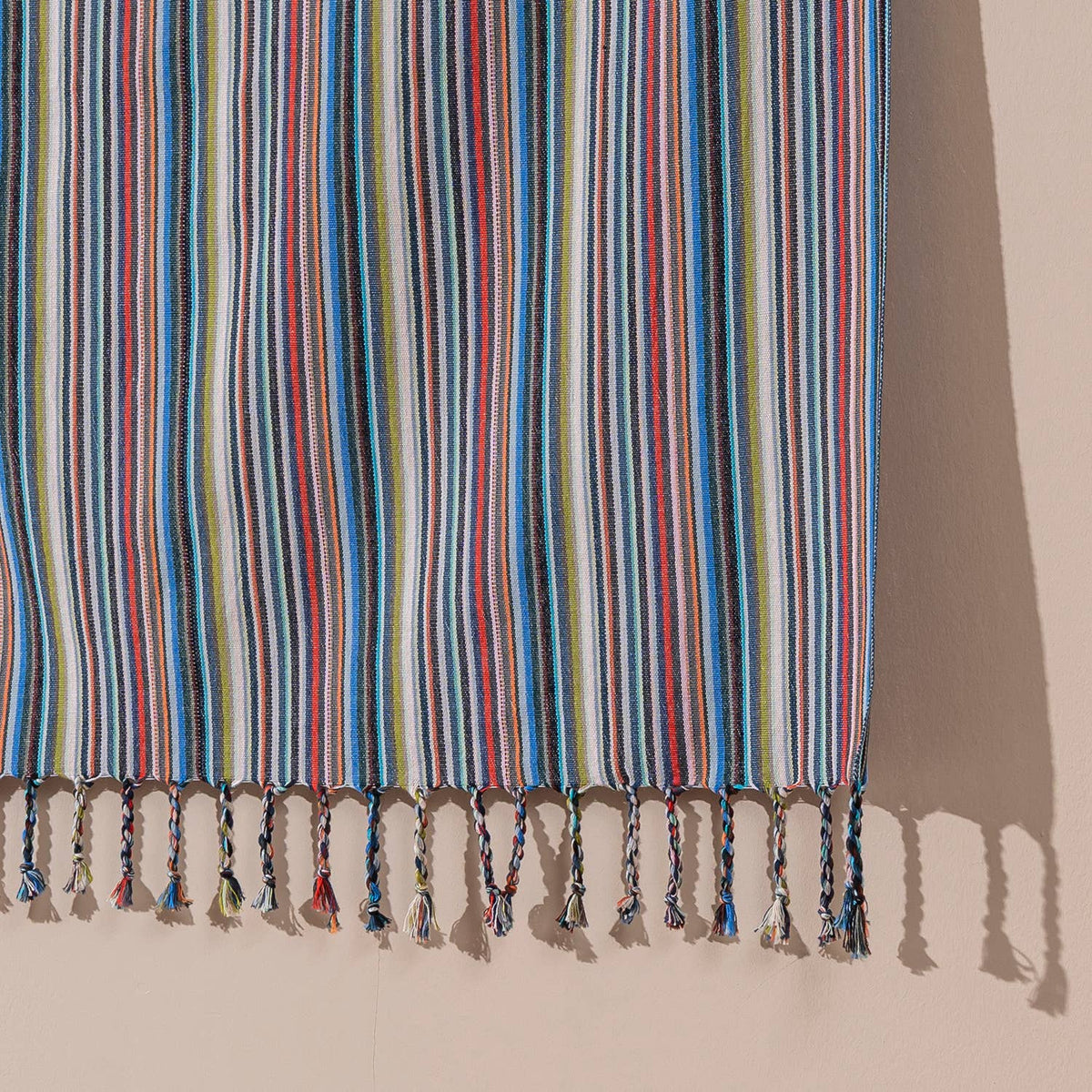 Carnival Multi Stripe beach towel folded | Kikoya