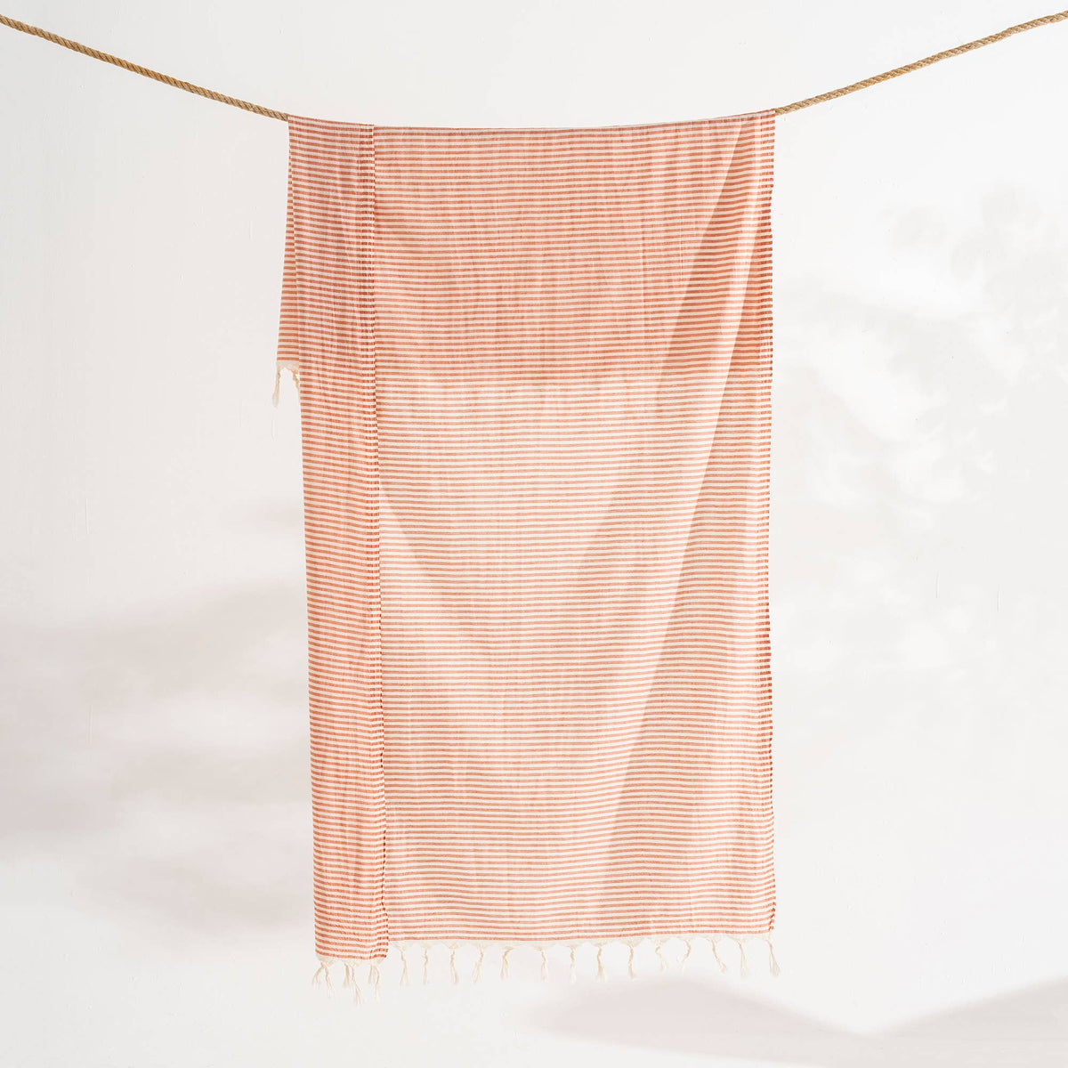 Royal Turkish beach towel in fine stripe, 33x66 in, flat-woven peshtemal | Kikoya