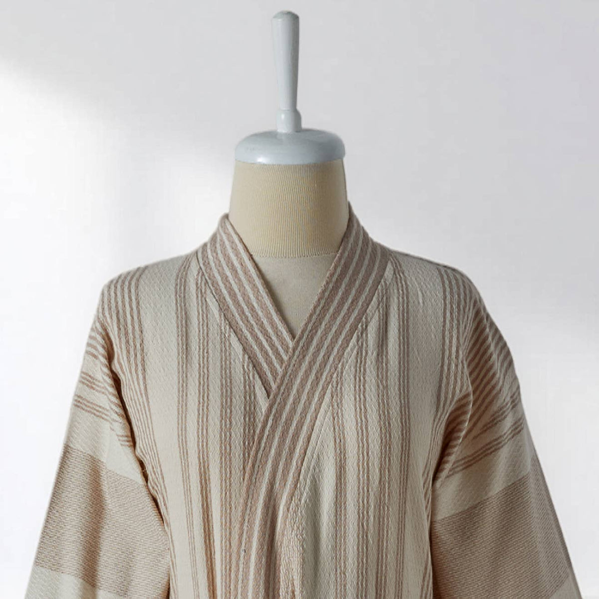 Ribbed Turkish kimono bathrobe – Cream | Kikoya