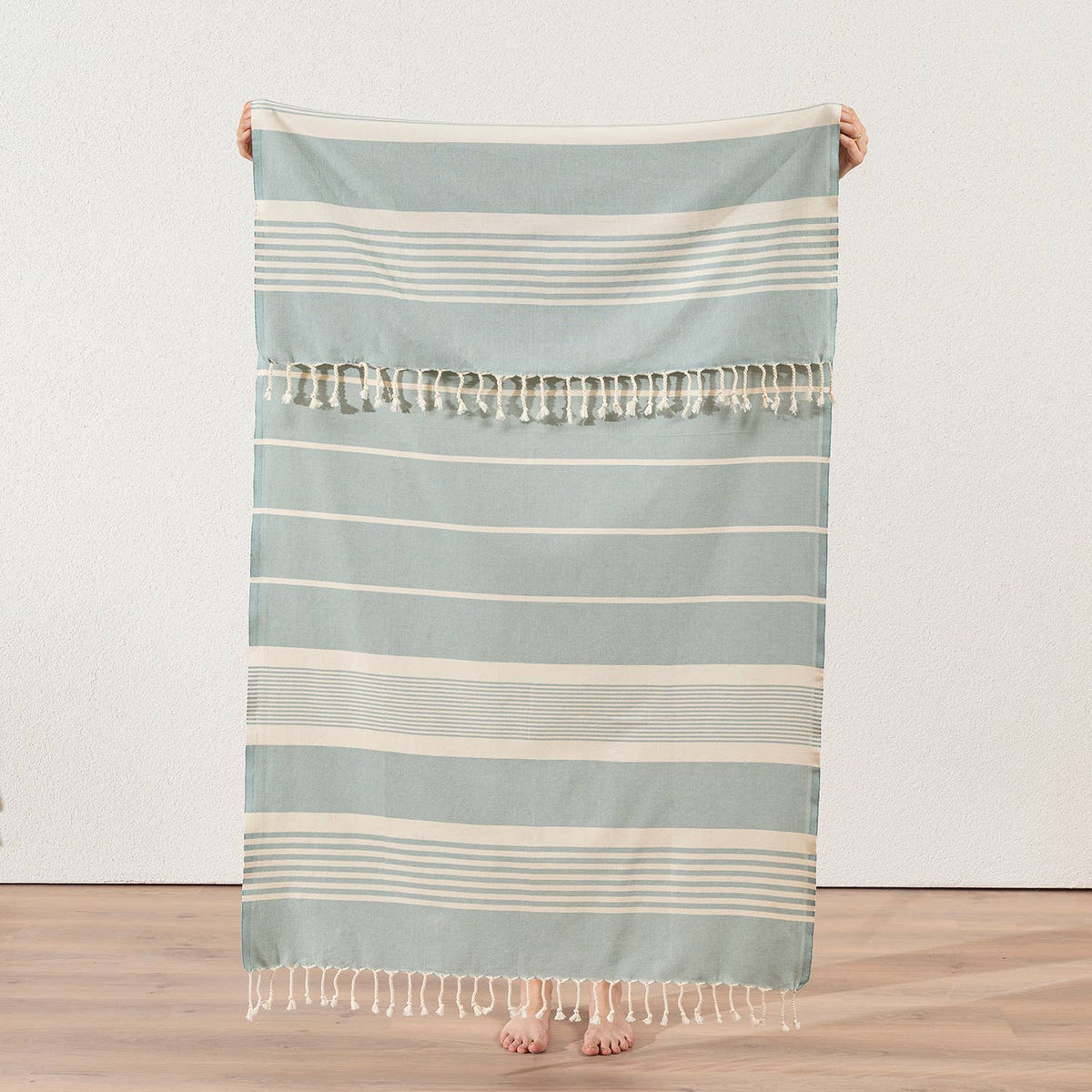 Tangier waffle Turkish beach towel – Green | Kikoya