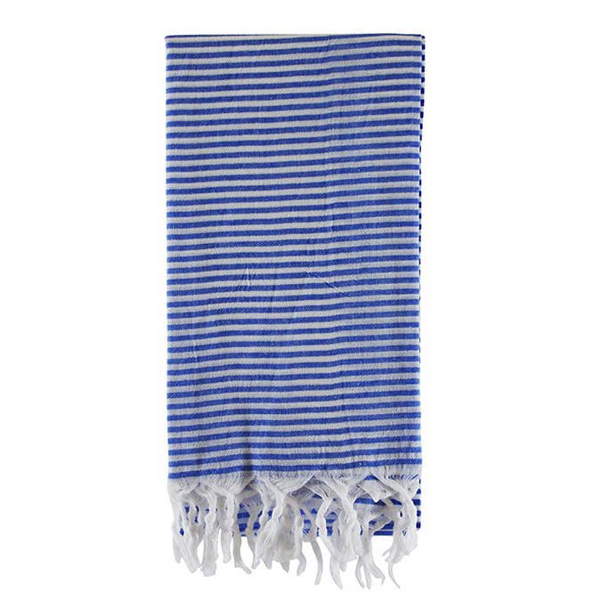 Royal Turkish beach towel in fine stripe, 33x66 in, flat-woven peshtemal | Kikoya