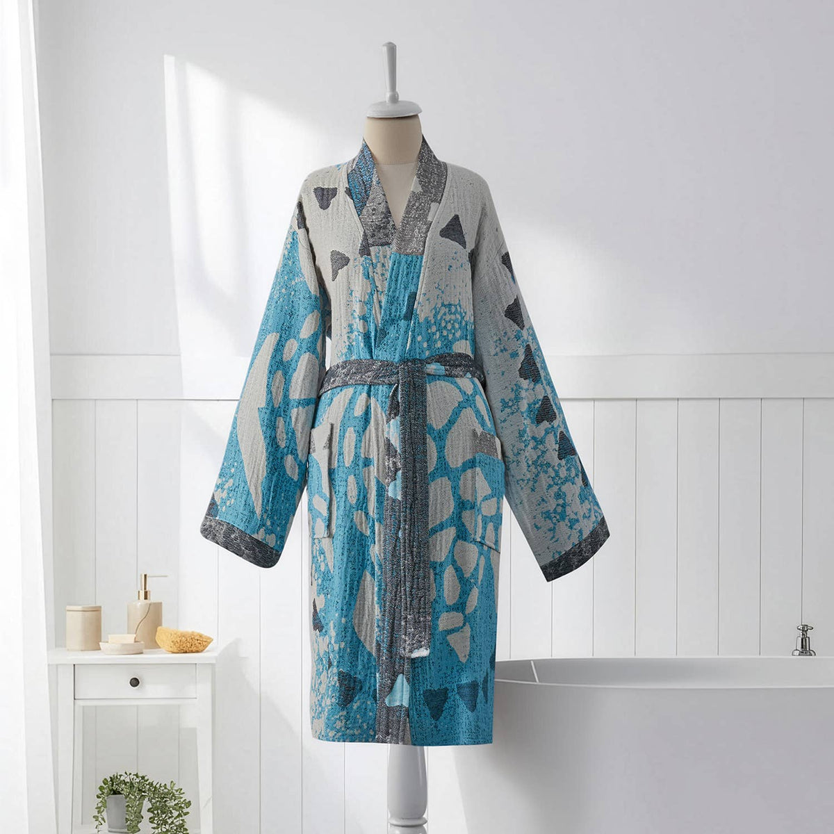 Turtle Turkish kimono bathrobe – Turquoise | Kikoya