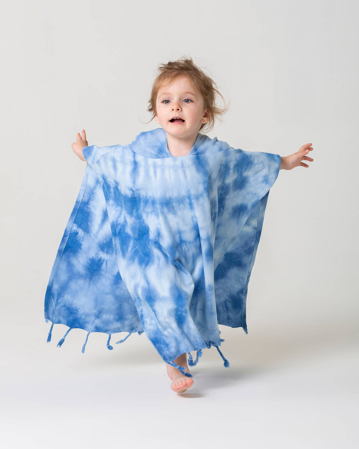 Tie-dye kids hooded towel poncho in Nebula, 100% Turkish cotton | Kikoya
