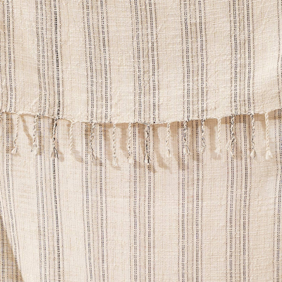 Premium Rustic Turkish beach towel – White & Grey Pinstripe, alternate view | Kikoya