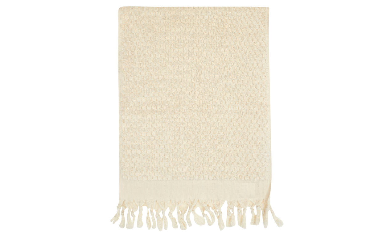 Pompom handloomed Turkish bath towel – Natural | Kikoya