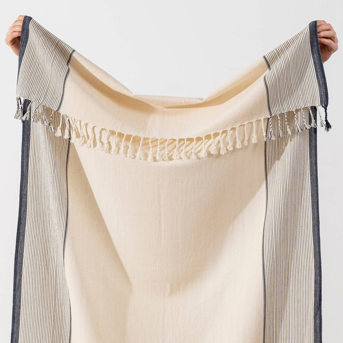 Zebra stripe Turkish towel in black on cream, bath and hand sizes, flat-woven | Kikoya