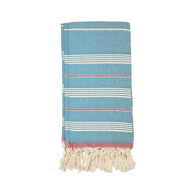 Diamonde Turkish beach towel – Turquoise | Kikoya