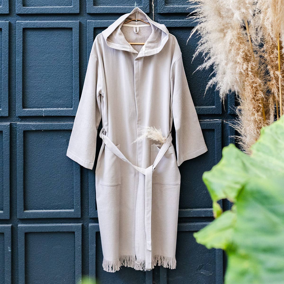Arma terry-backed Turkish bathrobe, hooded and belted | Kikoya