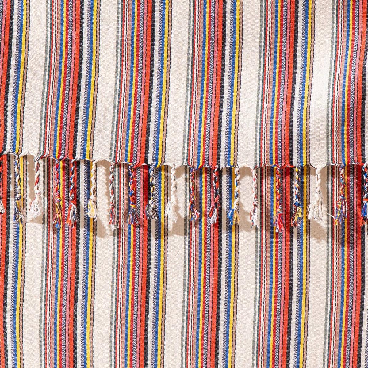 Close-up of the bazaar stripe weave and knotted tassels | Kikoya