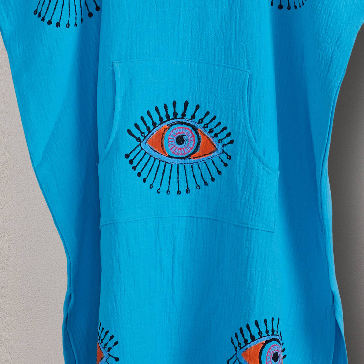 Block-print Eye Adult Hooded Changing Poncho – Print, alternate view | Kikoya