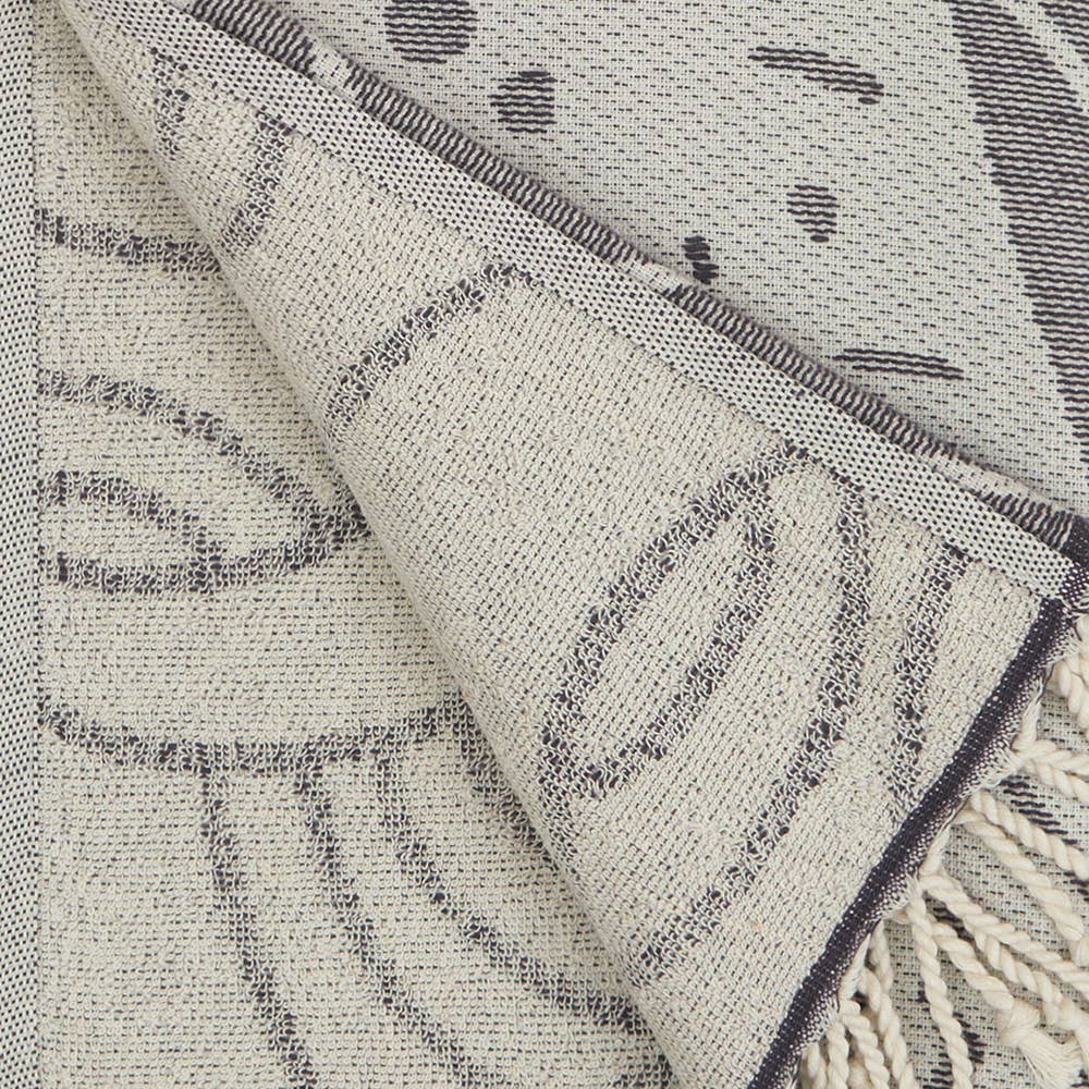 Whale shark terry-backed Turkish towel with woven jacquard face, 35x70 in | Kikoya
