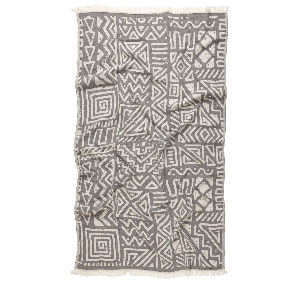 MixGeo Turkish beach towel with mixed geometric jacquard, 35x70 in, flat-woven | Kikoya