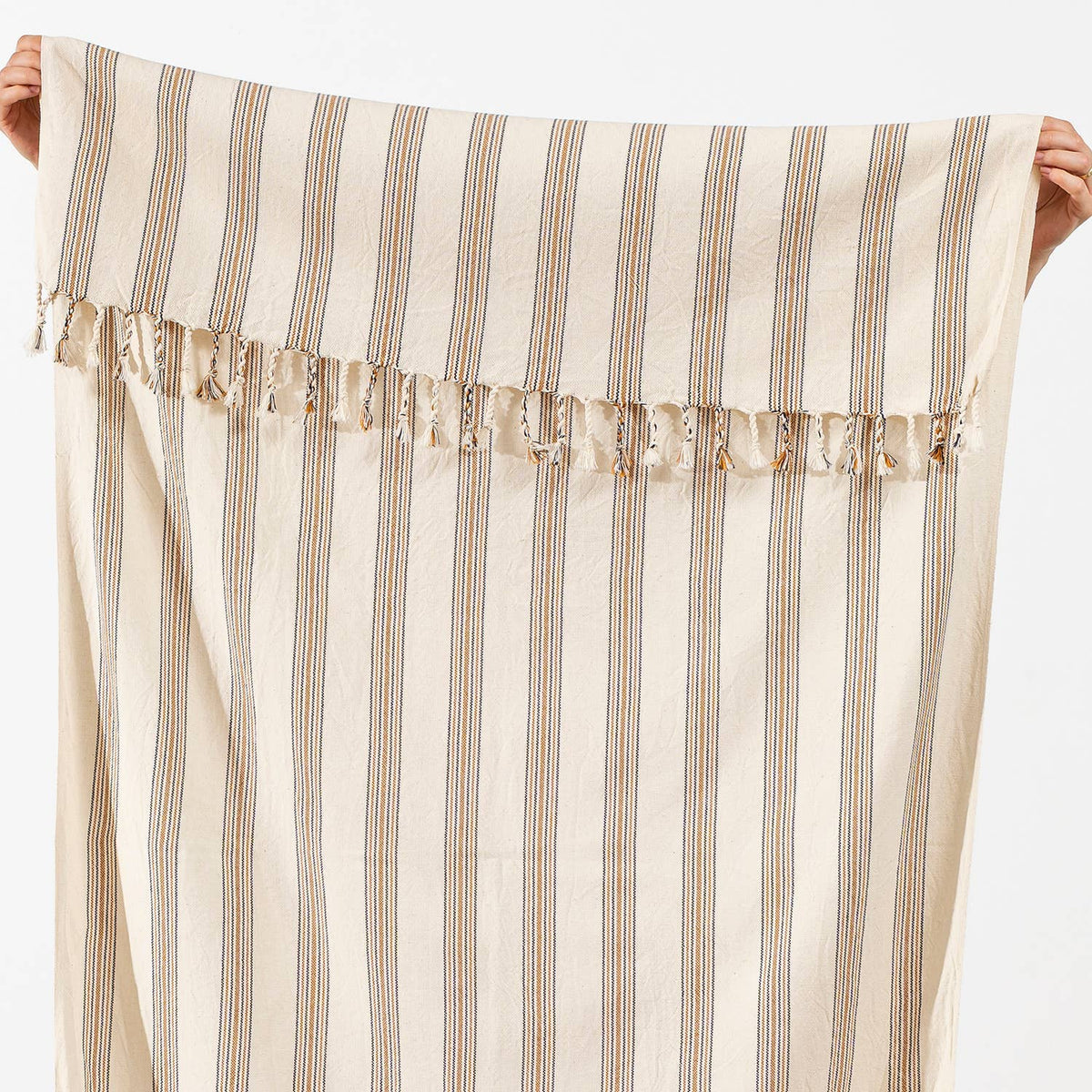 Caramel Stripe beach towel folded | Kikoya