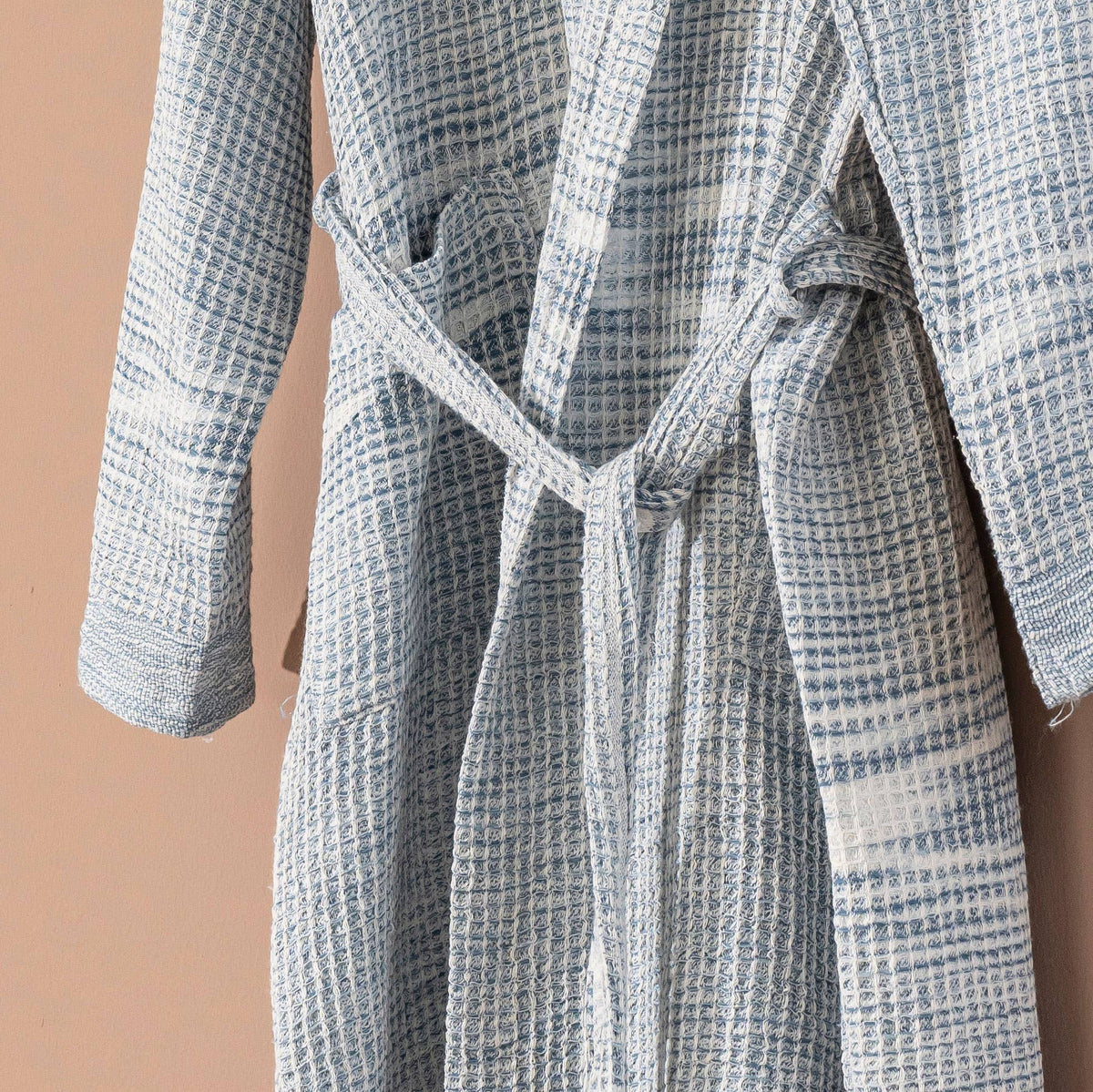 Waffle Turkish cotton bathrobe – Waffle Weave, full length view | Kikoya