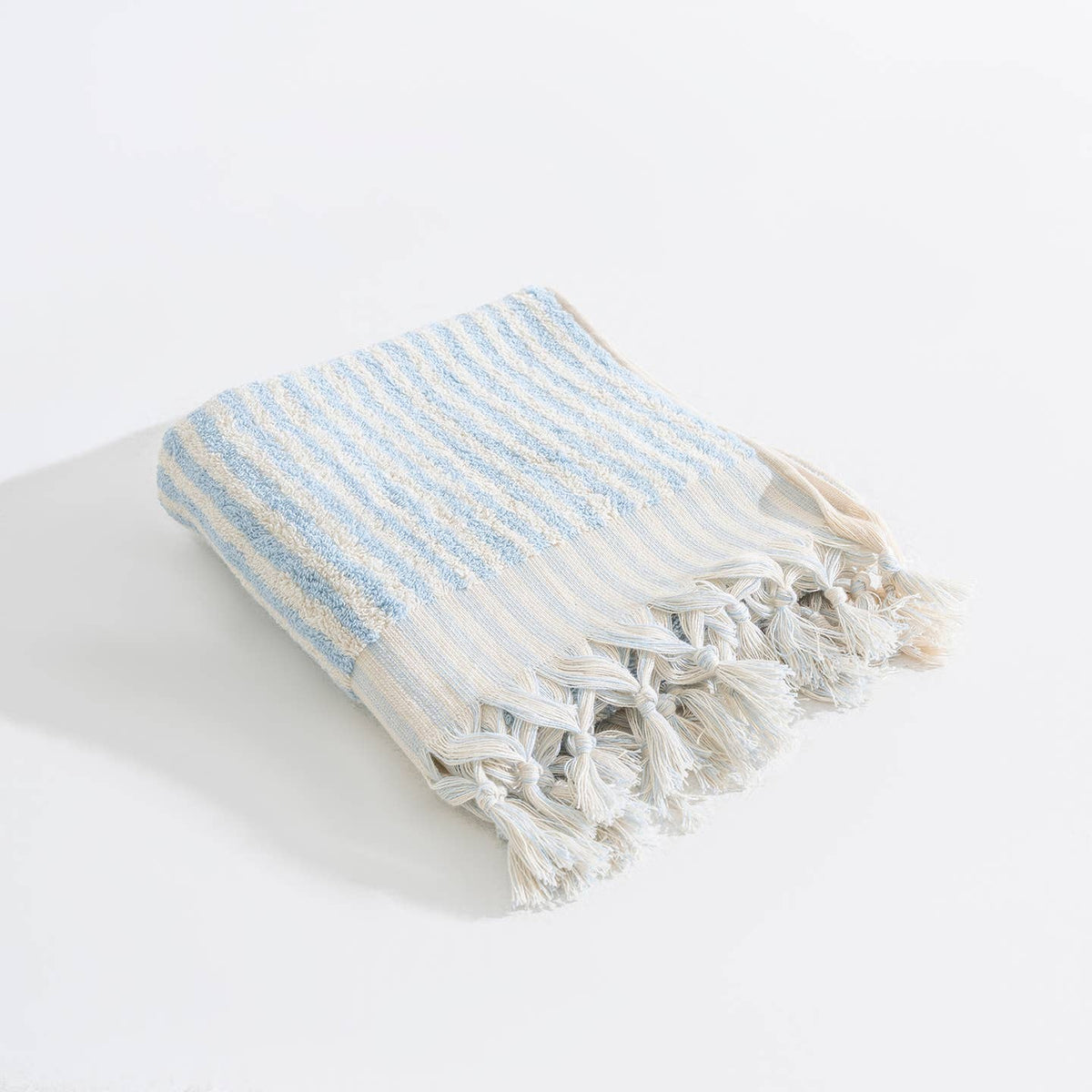 Handloomed Turkish hand towel with raised bubble stripe, 17x38 in | Kikoya