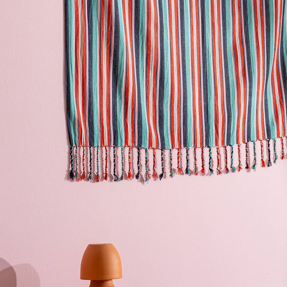 Premium Rustic Turkish beach towel in red ticking stripe, 33x66 in | Kikoya