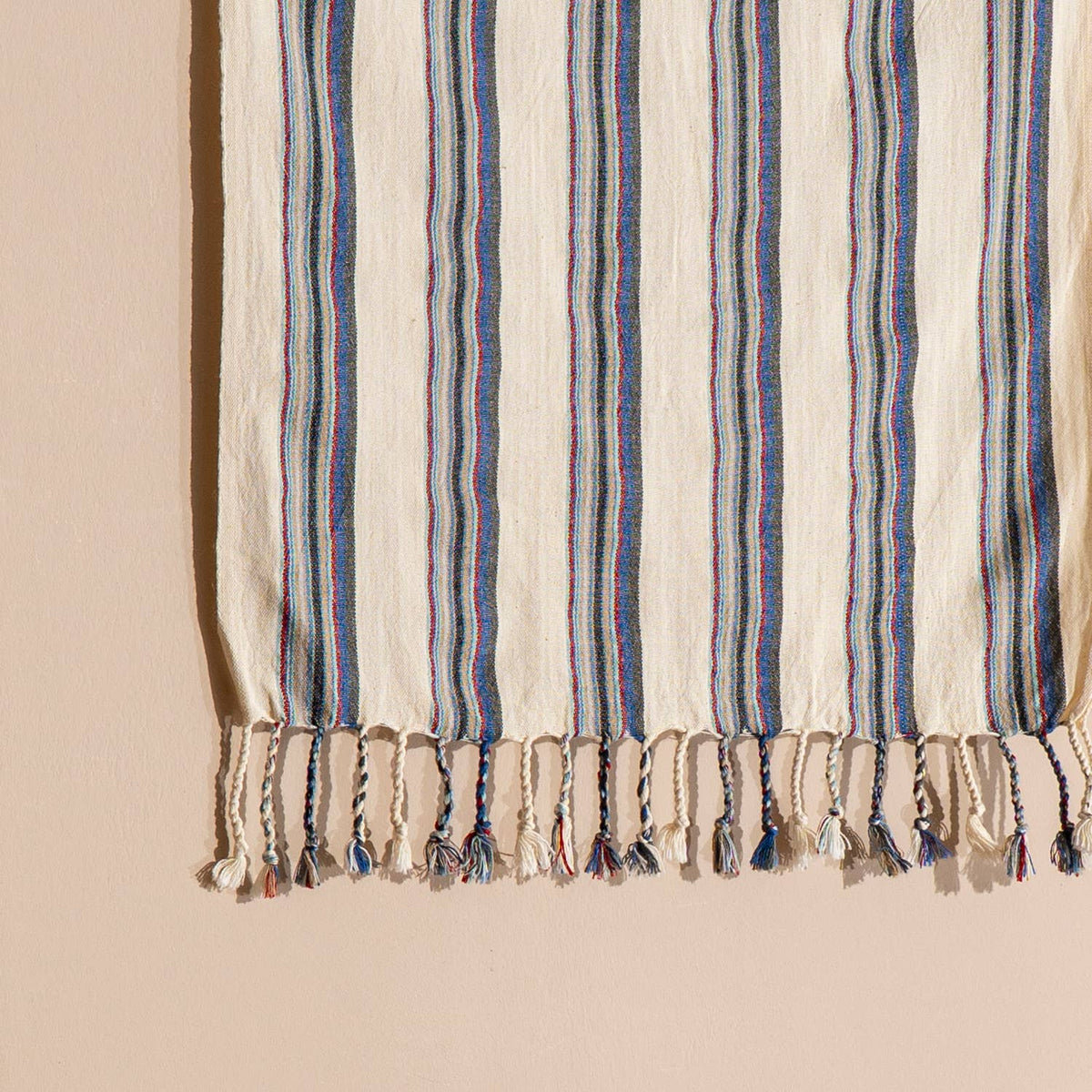 Hammam Turkish Peshtemal Towel – Grey & Blue Stripe, 100% Cotton