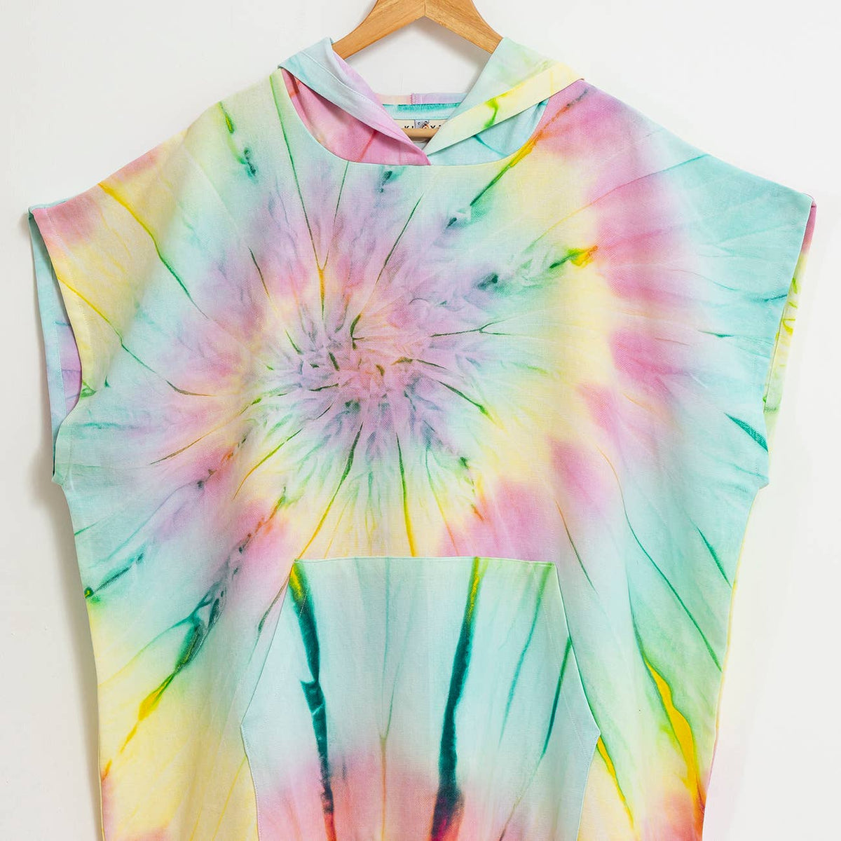 Supernova Adult Hooded Changing Poncho – Multicolor Tie-dye, alternate view | Kikoya