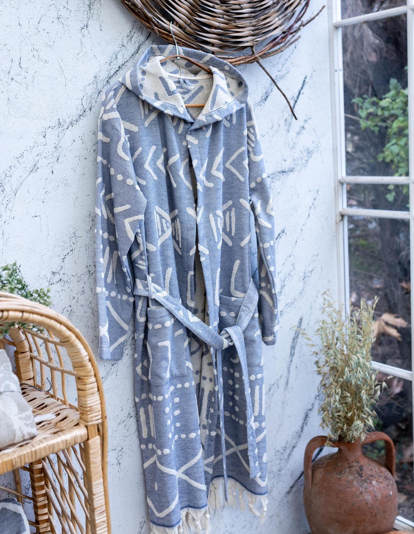 Aztec Raised Terry Turkish Cotton Bathrobe